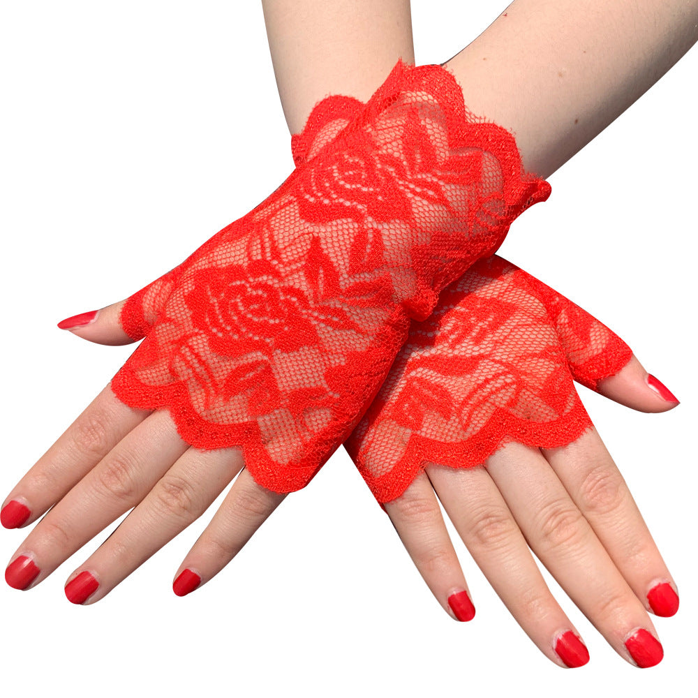 Women's Sun-proof Short Half-finger Lace Gloves