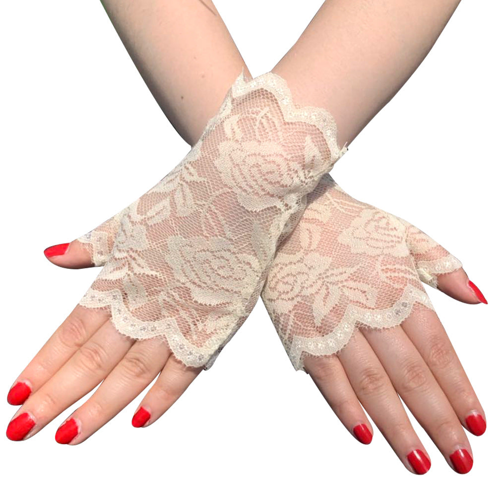 Women's Sun-proof Short Half-finger Lace Gloves