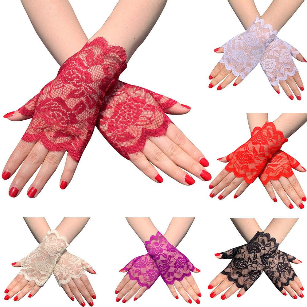 Women's Sun-proof Short Half-finger Lace Gloves