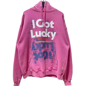 Flower Washed Water Used Long Sleeved Hooded Hoodies