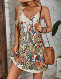 Spring Women's Retro Printed Sleeveless Dress