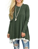 Autumn and winter lace stitching large size round neck sleeve long-sleeved T-shirt dress