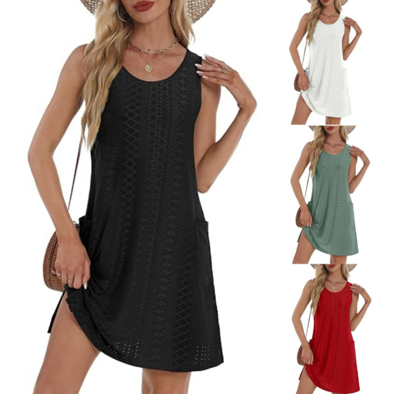 Women's Sleeveless Pocket Vest Dress