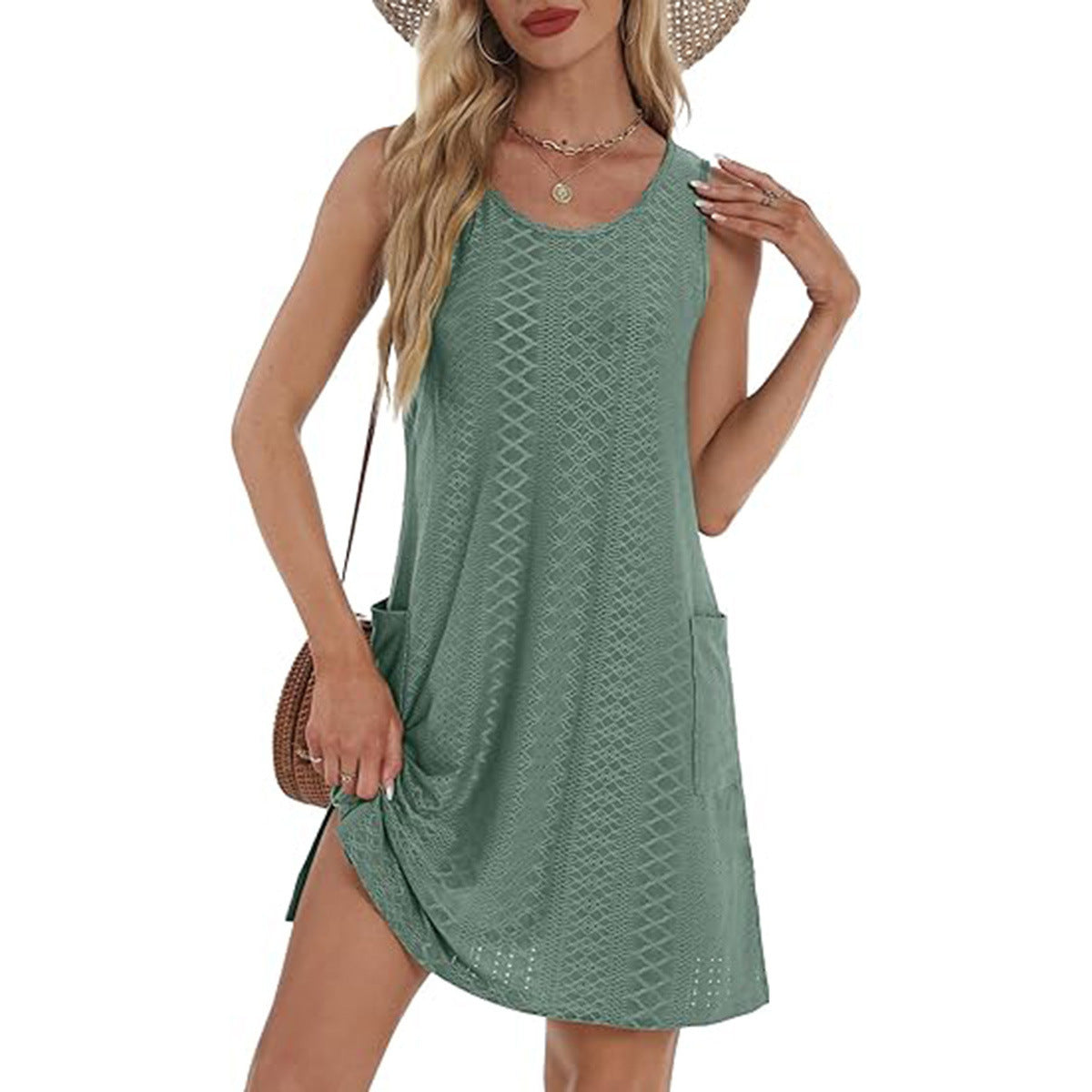 Women's Sleeveless Pocket Vest Dress