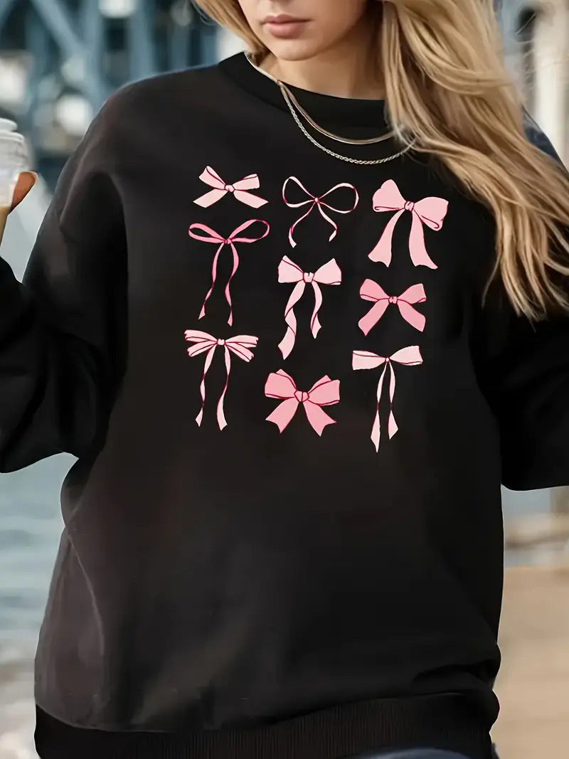 Women's Printed Long Sleeve Crew Neck Sweater