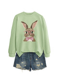 Brown Rabbit Bow Round Neck Sports Sweater