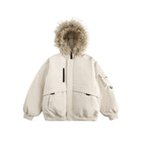 Retro Fur Collar Hood Parka Down Jacket Women's Winter Thickened