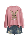 Brown Rabbit Bow Round Neck Sports Sweater