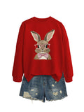 Brown Rabbit Bow Round Neck Sports Sweater