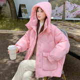 Women's White Duck Down Korean Style Slimming Hooded Thick Down Jacket