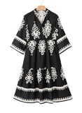 Women's Robe Fashion Printed Elegant Lace-up Dress