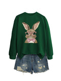 Brown Rabbit Bow Round Neck Sports Sweater