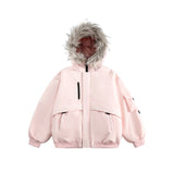 Retro Fur Collar Hood Parka Down Jacket Women's Winter Thickened