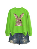 Brown Rabbit Bow Round Neck Sports Sweater