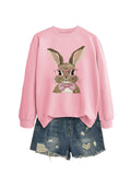 Brown Rabbit Bow Round Neck Sports Sweater