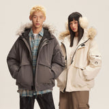 Retro Fur Collar Hood Parka Down Jacket Women's Winter Thickened