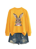 Brown Rabbit Bow Round Neck Sports Sweater