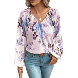 Women's Pullover V-neck Long-sleeved Chiffon Shirt European And American Top