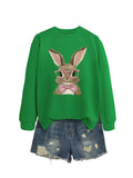 Brown Rabbit Bow Round Neck Sports Sweater