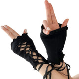 Lace-up Oversleeves Jk Girl Open Finger Cos Gloves