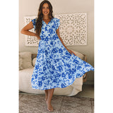 Women's Fashion Floral Ruffle Sleeve Dress