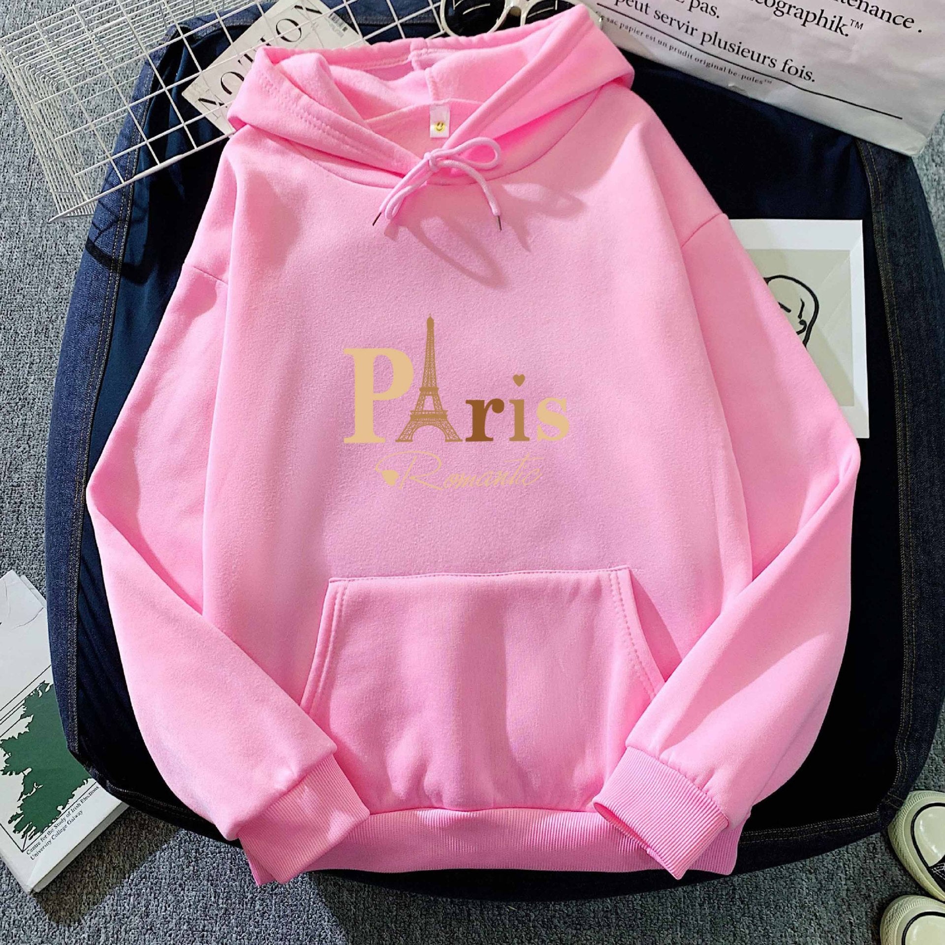 Letter Printed Hoodie Female Couple's Tops