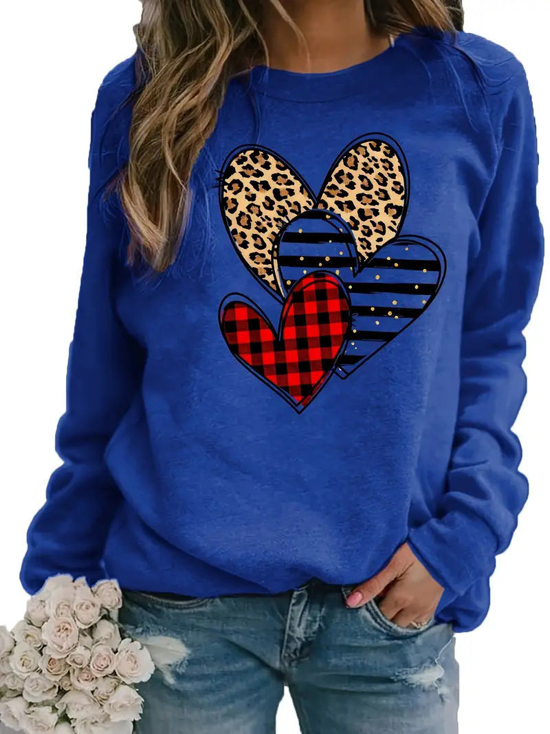 Women's Printed Long Sleeve Crew Neck Sweater