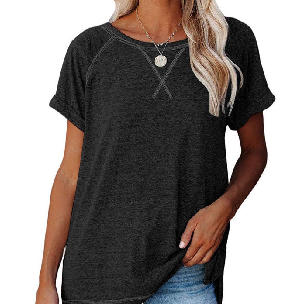 Fashion Slim-fit Solid Color Women's T-shirt