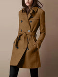 Double Breasted Casual Woolen Coat Women's Clothing