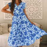 Women's Fashion Floral Ruffle Sleeve Dress